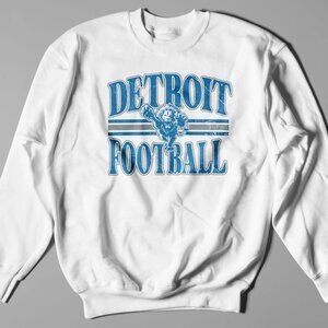Vintage Detroit Lions NFL White Crewneck Sweatshirt, Retro Detroit Football Tee